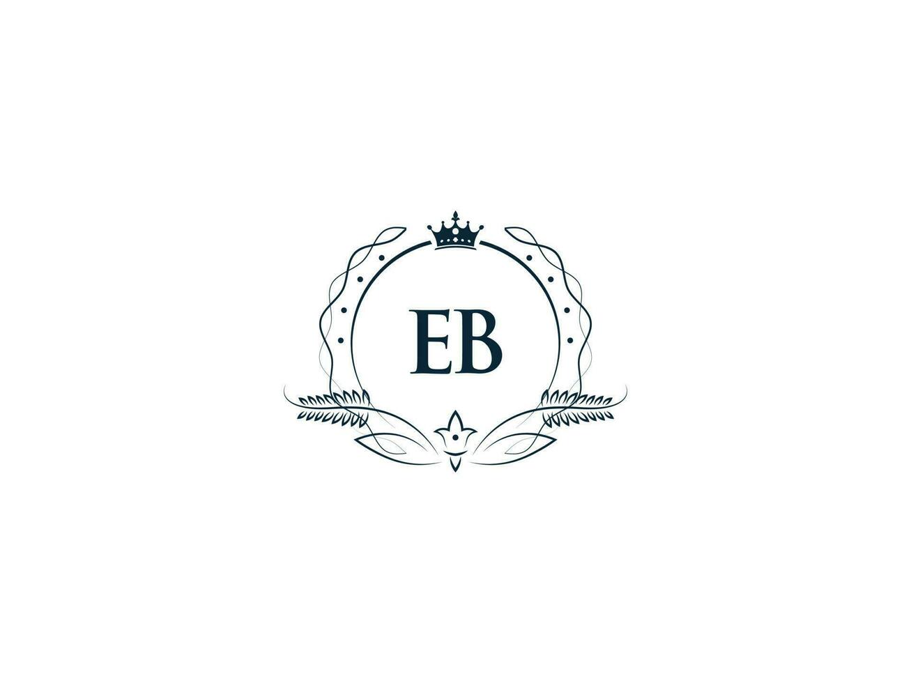 mínimo eb logotipo ícone, luxo coroa eb estar feminino carta logotipo ícone vetor