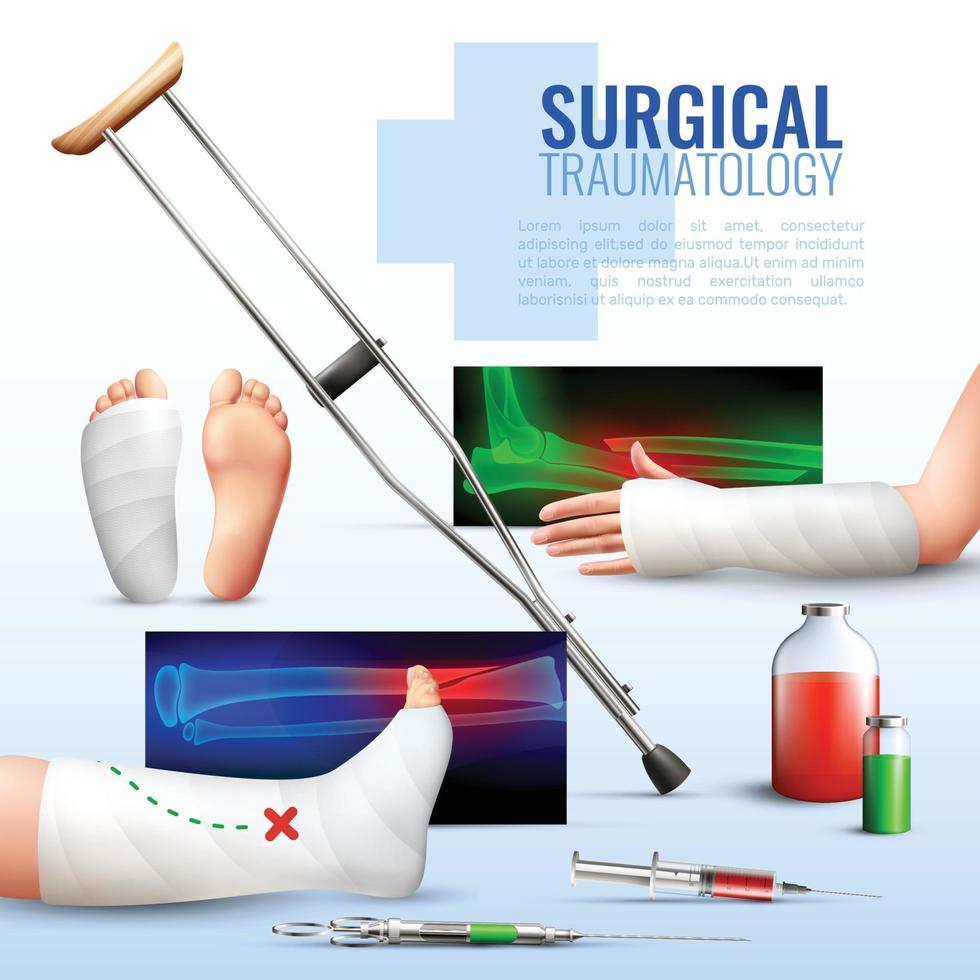 ilustração em vetor conceito traumatologia cirúrgica