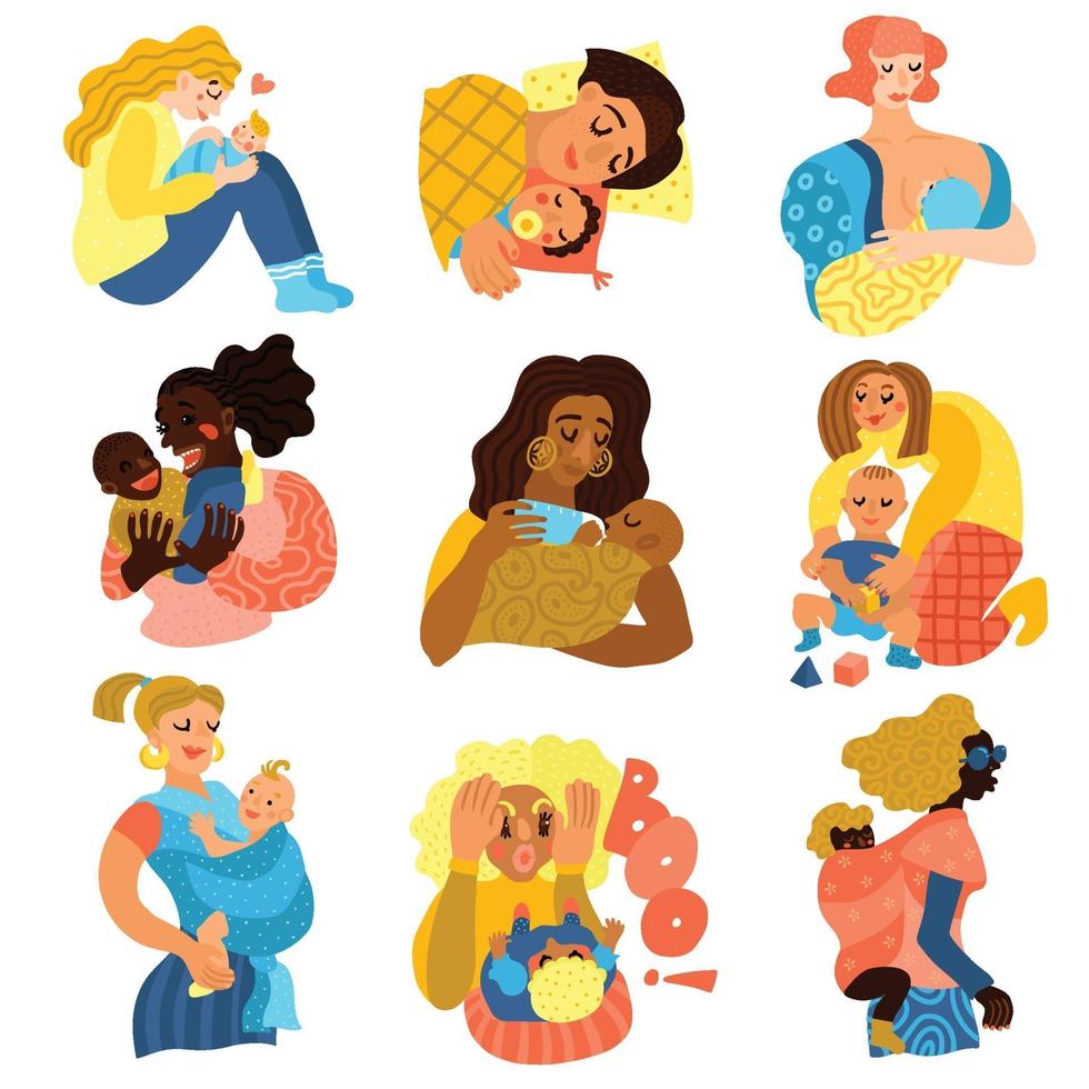 ilustração vetorial conjunto de ícones de maternidade vetor