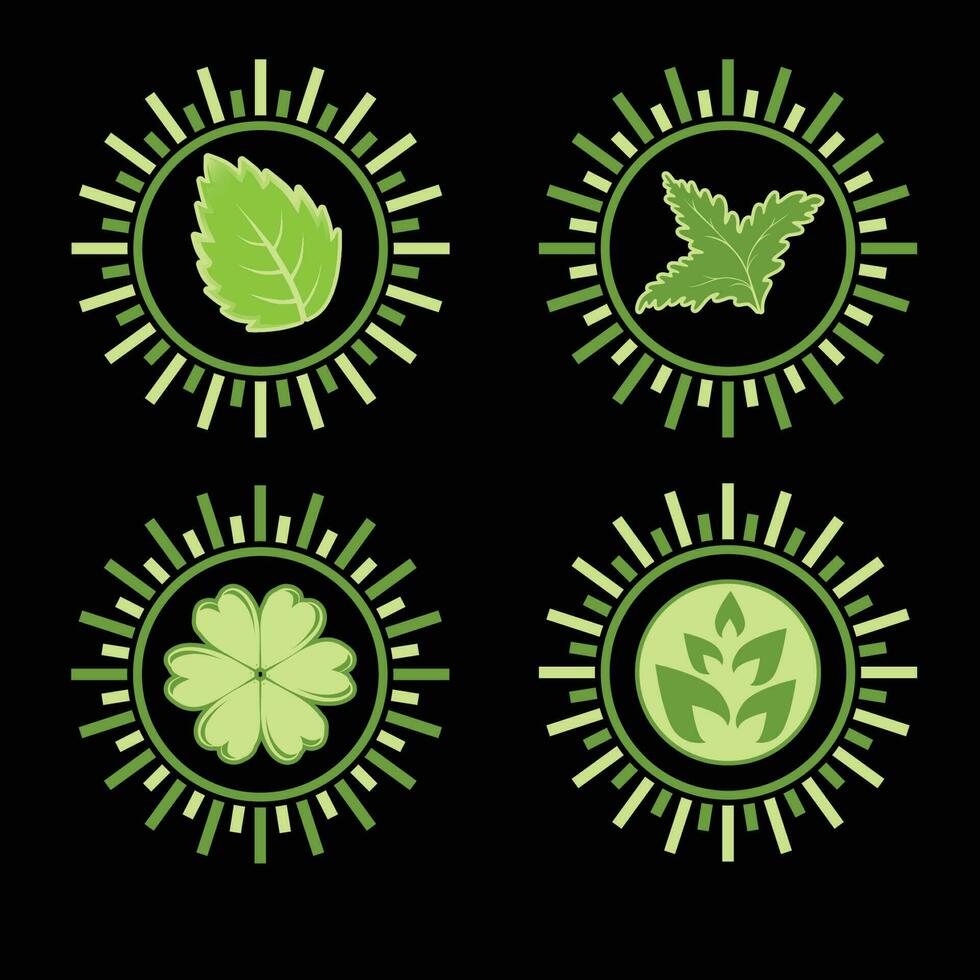 conjunto do logotipos eco ecologia folha bio plantar orgânico natural remédio erva vetor