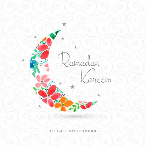 Ramadan kareem cartão com design de lua vetor