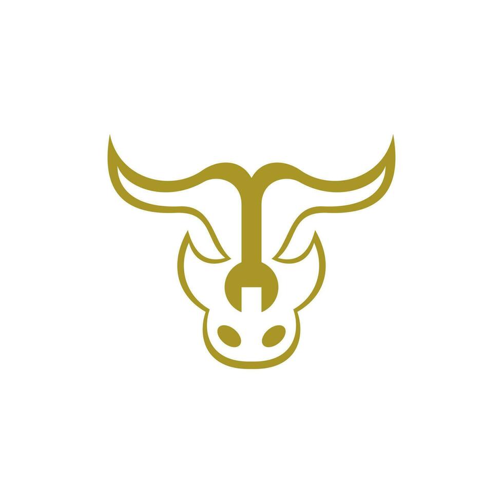 animal touro cabeça chave inglesa moderno criativo logotipo vetor