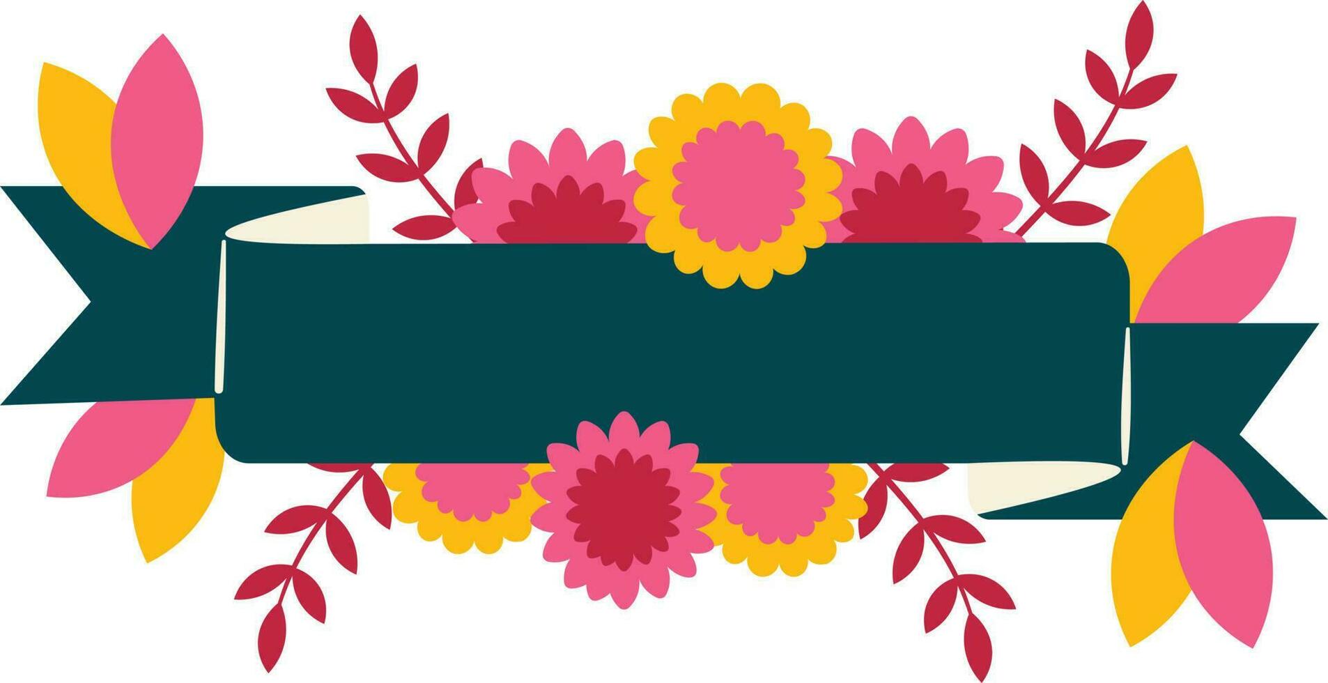 decorativo bandeira com flores e folhas isolado ícone vetor ilustração Projeto