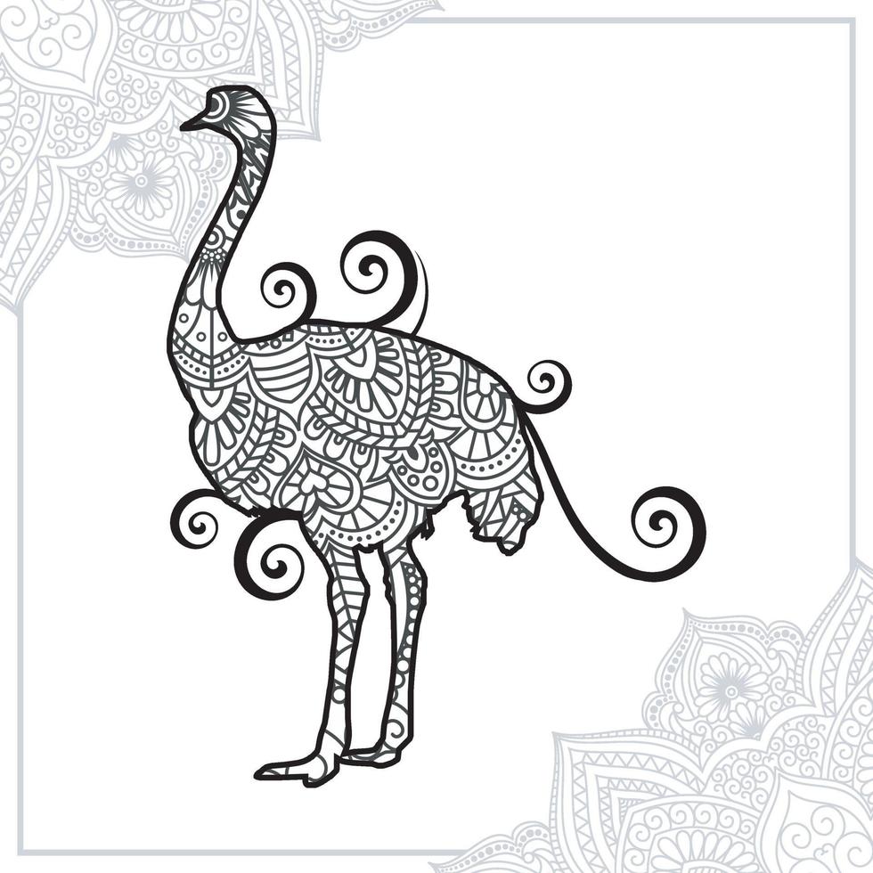 mandala de avestruz. elementos decorativos vintage. padrão oriental, ilustração vetorial. vetor