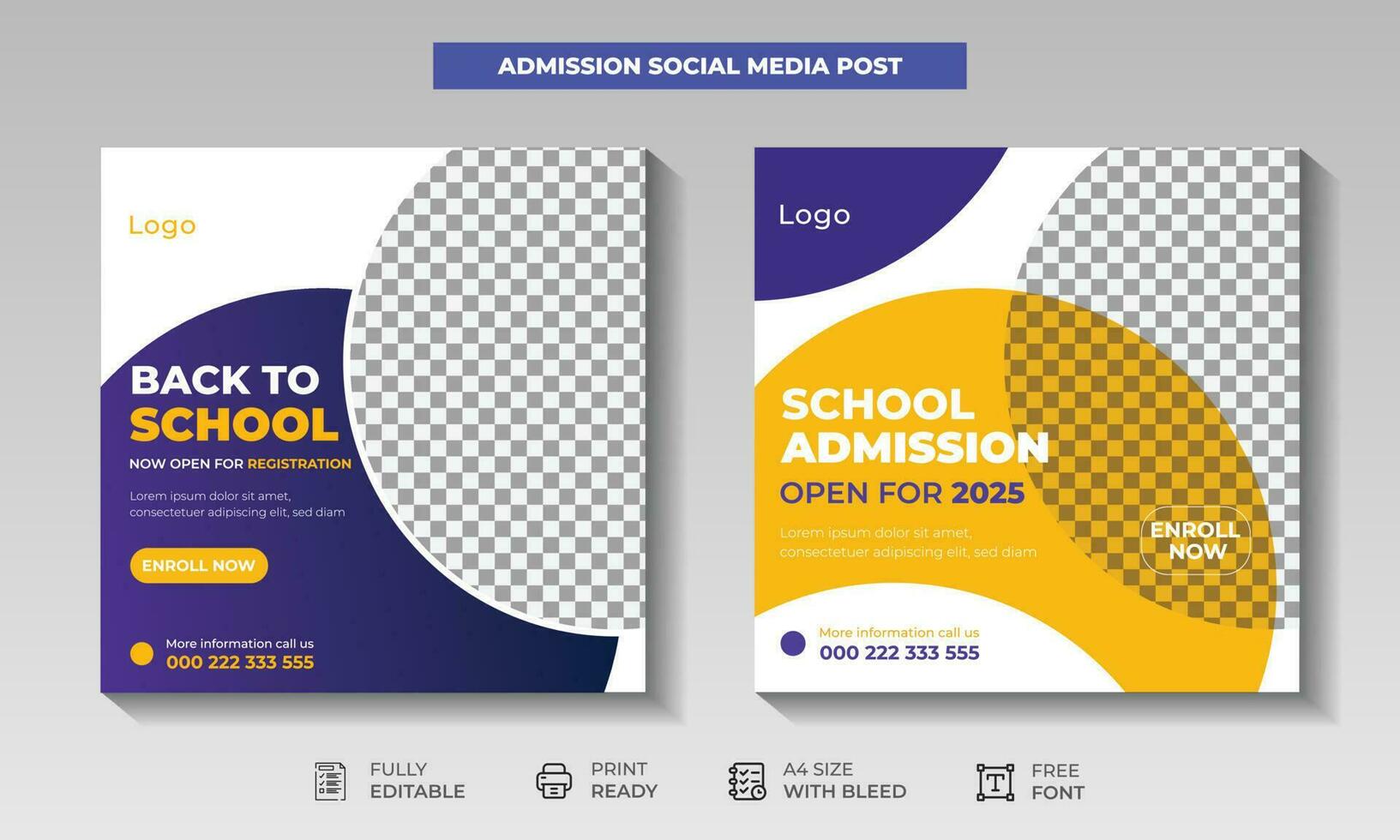 escola admissão social meios de comunicação publicar. costas para escola admissão promoção social meios de comunicação postar quadrado bandeira modelo. vetor