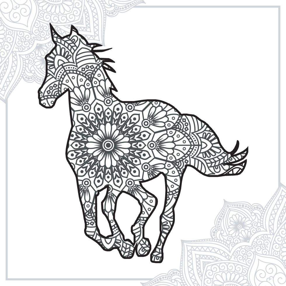 mandala de cavalo. elementos decorativos vintage. padrão oriental, ilustração vetorial. vetor