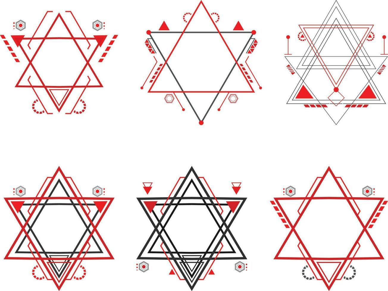 conjunto do sagrado geometria símbolos em branco fundo. vetor ilustração.