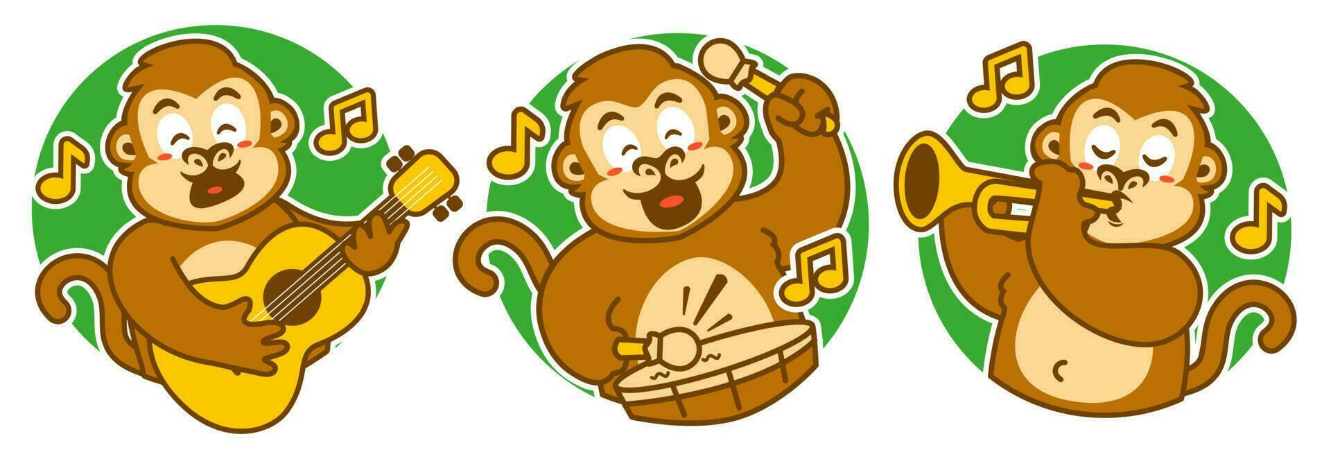 macaco jogando música adesivo pacote vetor