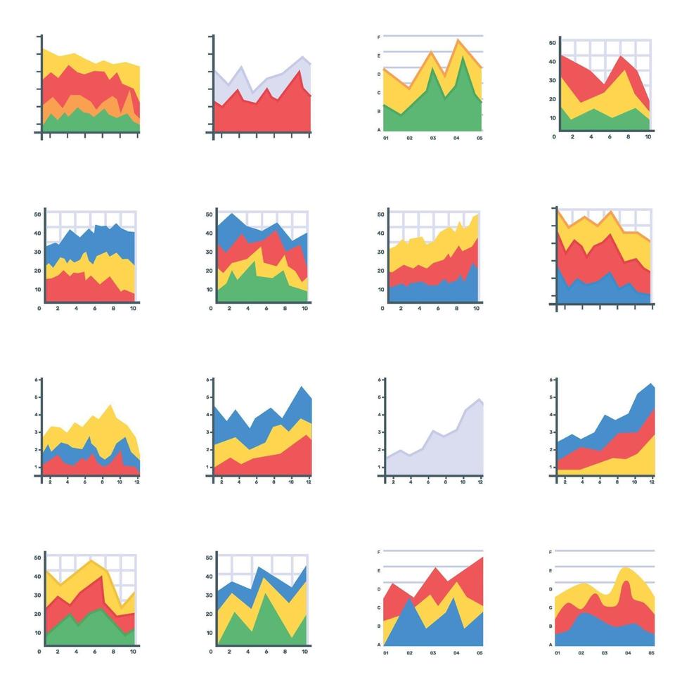 gráficos de área empilhados na horizontal vetor