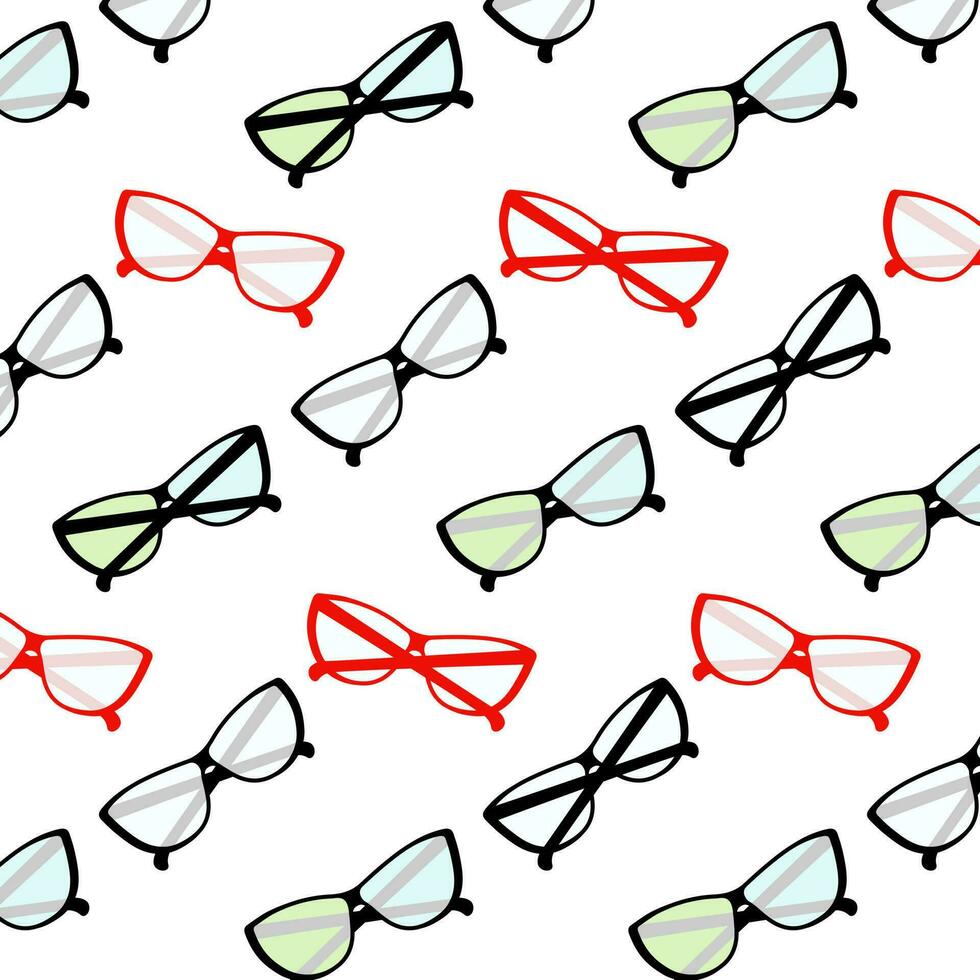 sem fim padronizar do elegante estilizado óculos com Claro e multi colori lentes e quadros. vetor. vetor