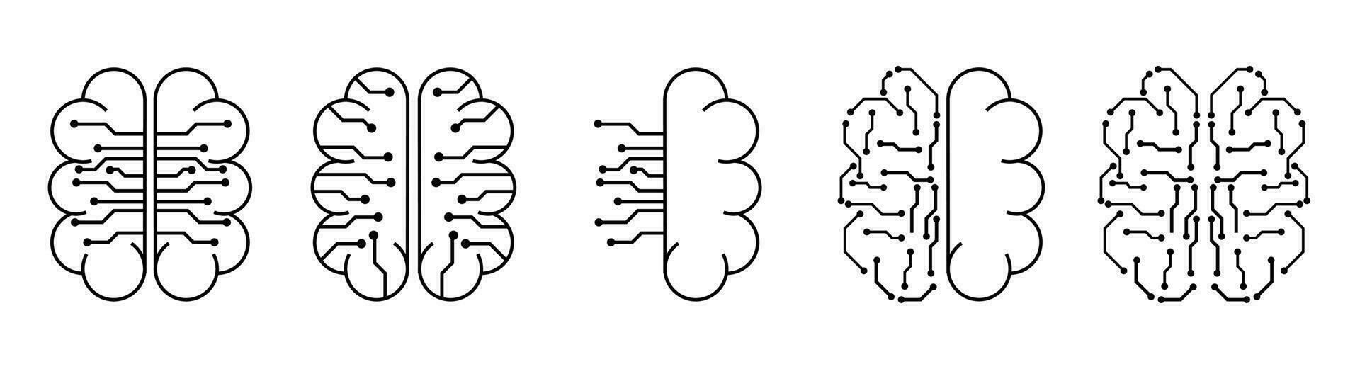 artificial inteligência ícone com cérebro e o circuito borda vetor