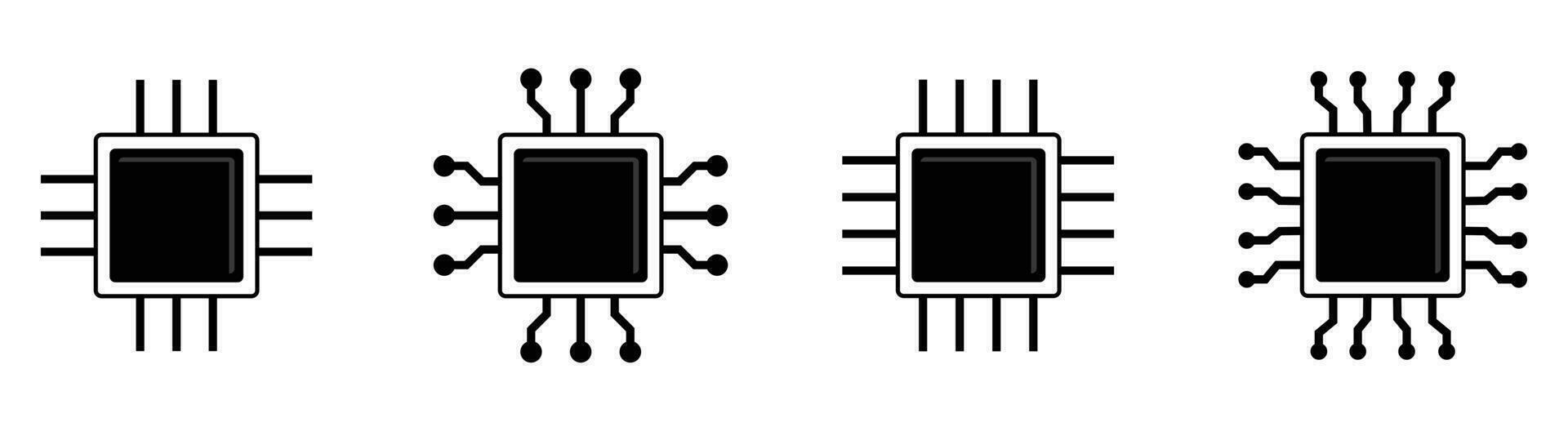 processador lasca ícone conjunto microprocessador vetor