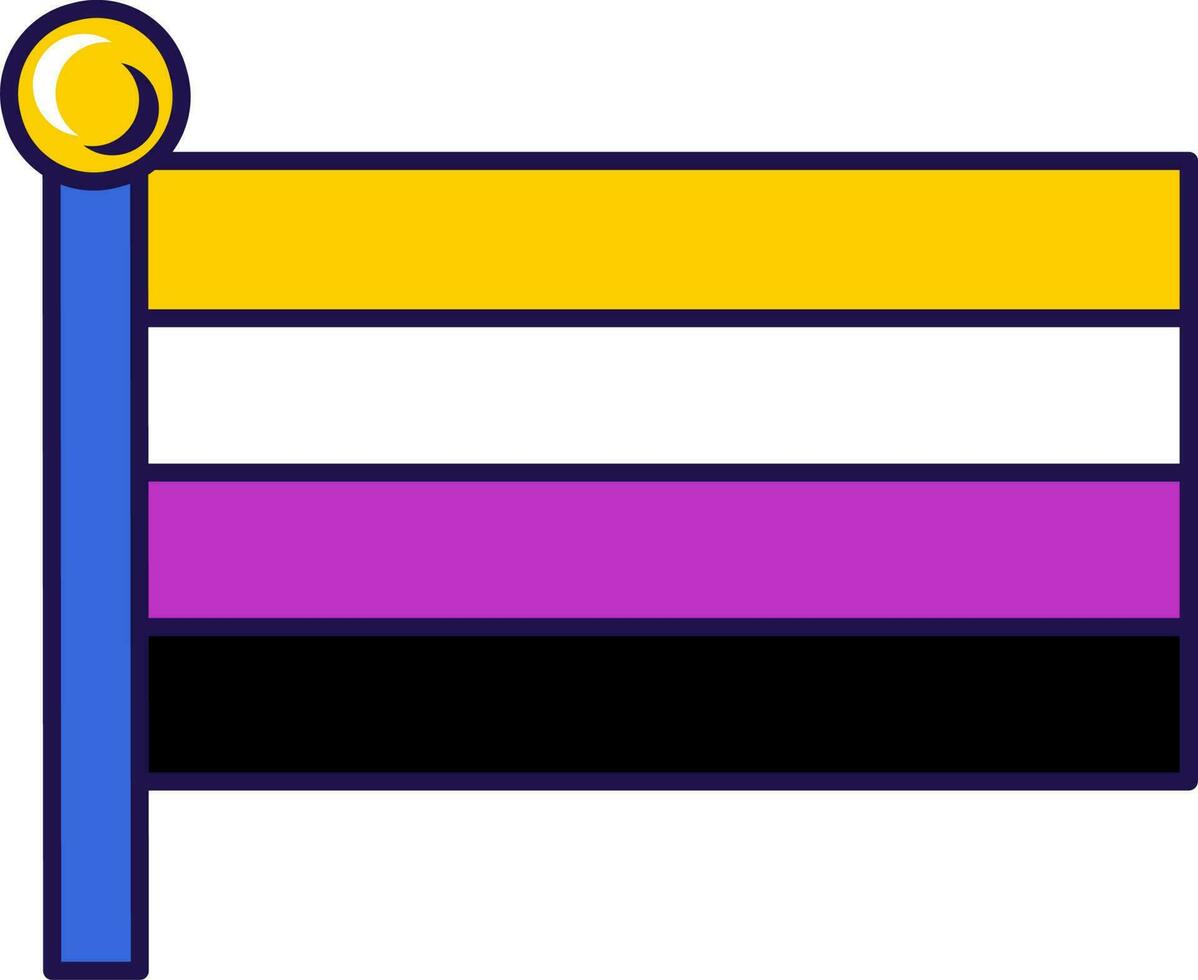 esboço mastro de bandeira bandeira não binário orgulho vetor