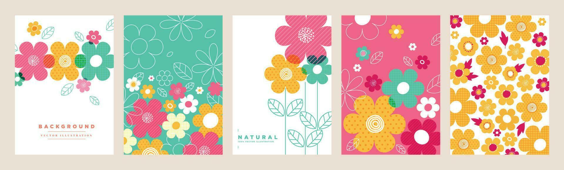 conjunto do natural e floral vetor ilustrações para beleza e moda, cumprimento cartão, convite cartão para casamento, rede e social meios de comunicação bandeira, folheto cobrir, marketing material.