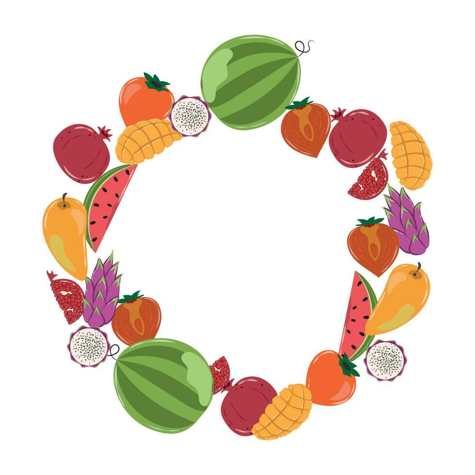 circular quadro, Armação fez do diferente frutas vetor