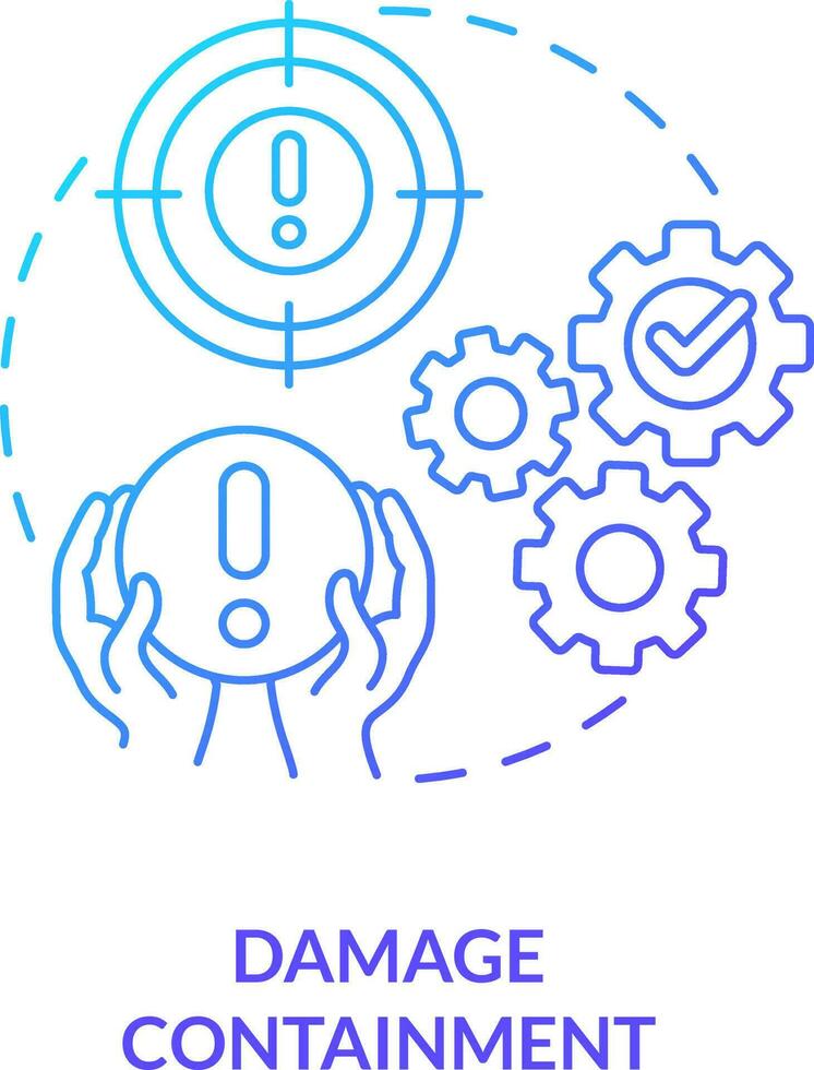 danificar contenção azul gradiente conceito ícone. estratégia. modelo para crise gestão passos abstrato idéia fino linha ilustração. isolado esboço desenhando vetor