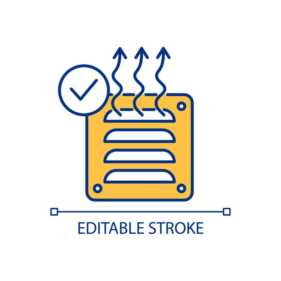 eficiente canalização rgb cor ícone. isolamento sistema. trabalhando ventilação grade. fluxo de ar convecção. isolado vetor ilustração. simples preenchidas linha desenho. editável acidente vascular encefálico