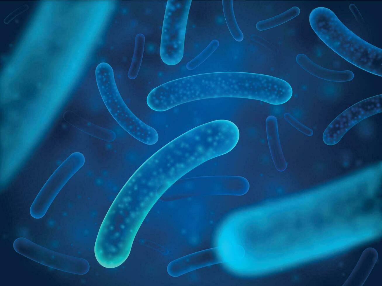 micro bactéria e terapêutico bactérias organismos. microscópico salmonela, lactobacillus ou acidófilo organismo vetor fundo