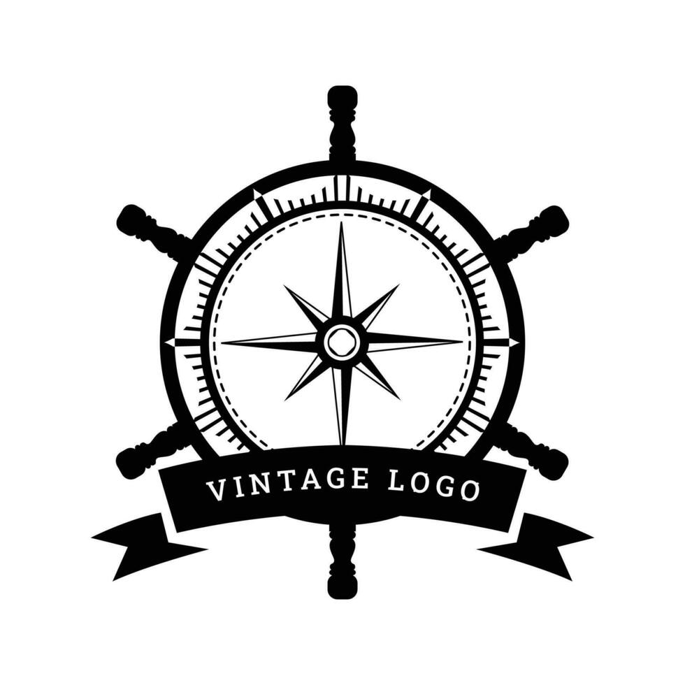 vintage bússola e do navio roda modelo vetor ilustração