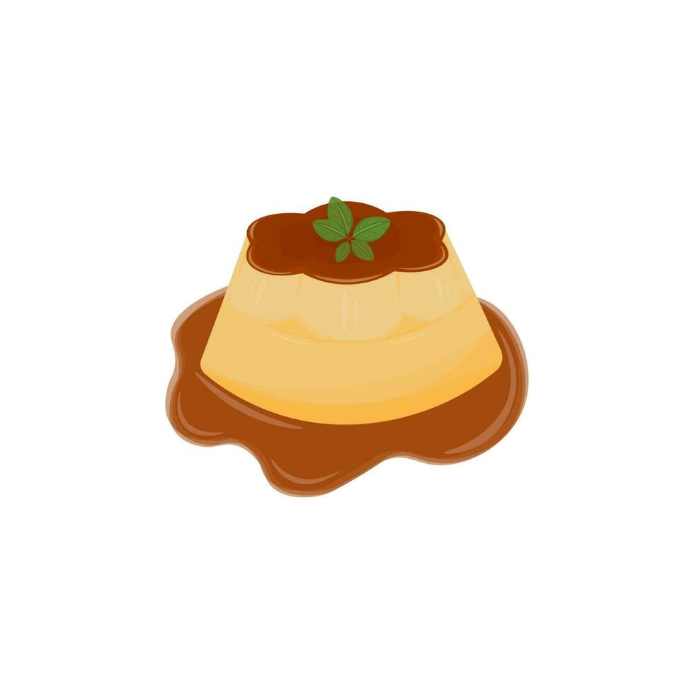 logotipo ilustração do purina japonês pudim com derretido caramelo molho vetor