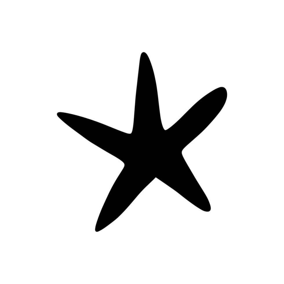 estrela do Mar. Preto silhueta. atlântico estrela. marinho animal vetor ilustração em branco fundo.