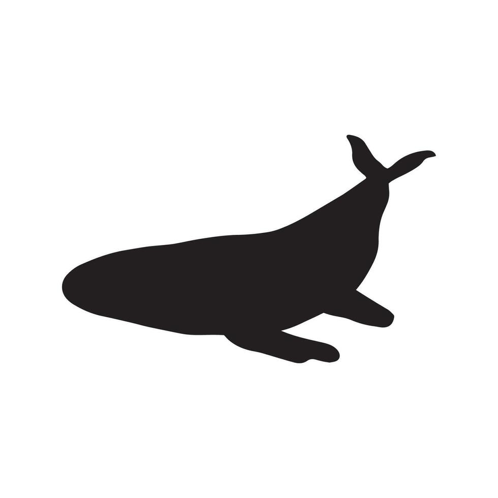 baleia, Preto silhueta oceano animal. vida marinha dentro escandinavo estilo em uma branco fundo. ótimo para poster, cartão, vestuário imprimir. vetor ilustração