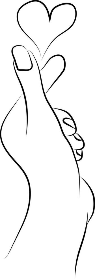 simples mão desenhado linha ilustração do uma mão segurando uma coração vetor