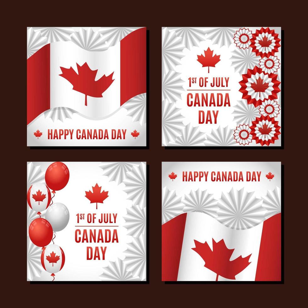 coleção de cartões da festa do dia do canadá vetor