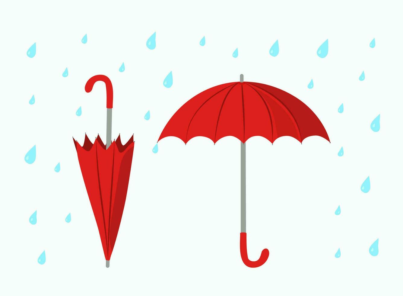 definir. aberto guarda-chuva e fechadas guarda-chuva . brilhante guarda-chuva e pingos de chuva. a chuvoso temporada. chuvoso clima. vetor