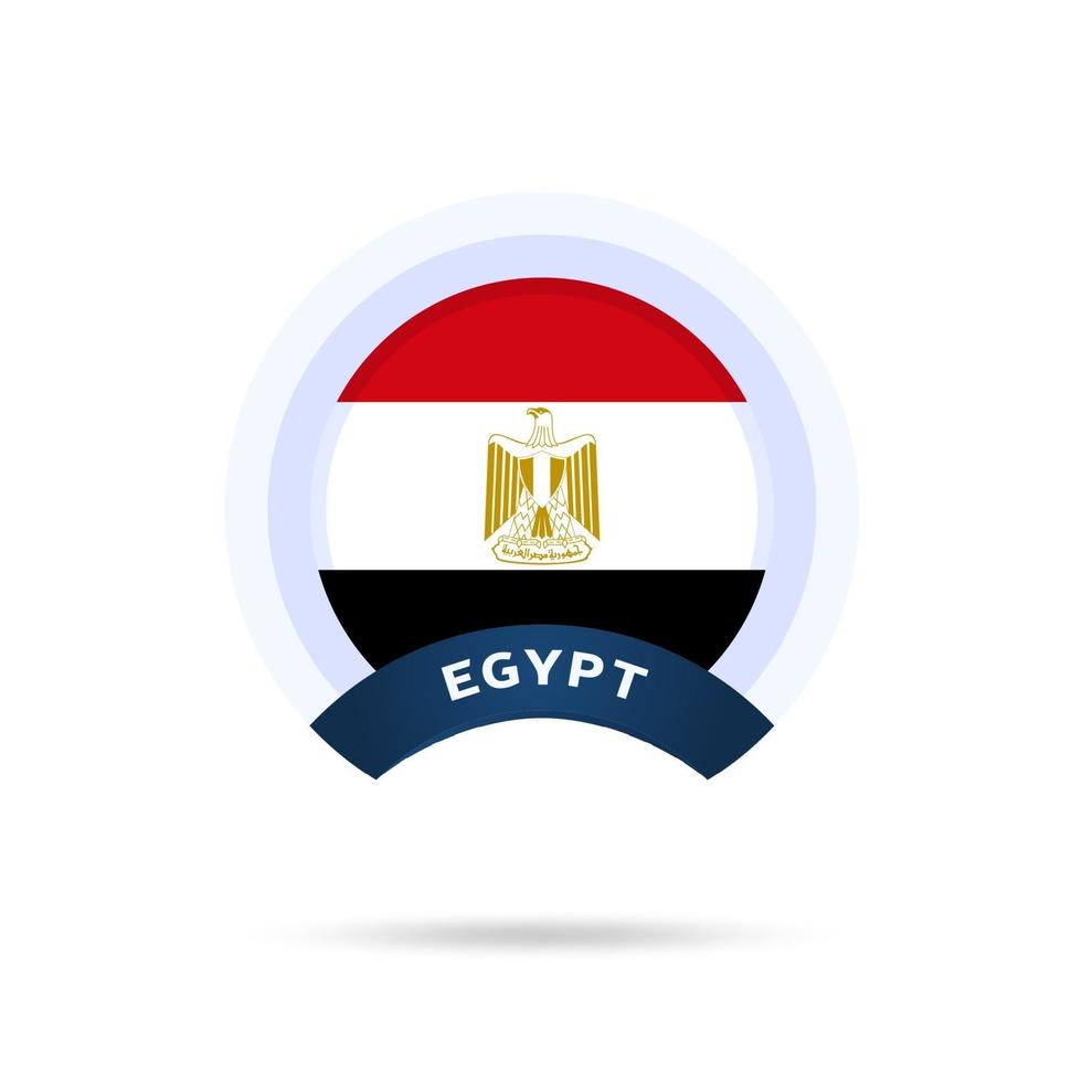 ícone do botão do círculo da bandeira nacional do Egito. bandeira simples, cores oficiais e proporção correta. ilustração vetorial plana. vetor