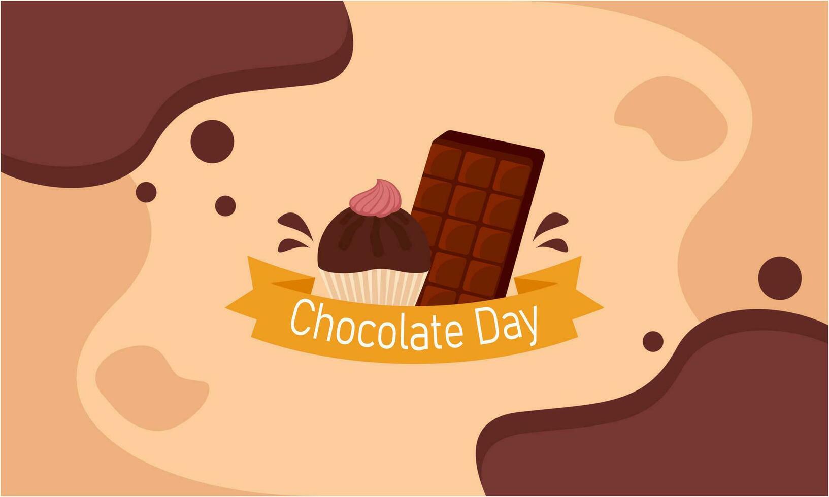 feliz mundo chocolate dia ilustração com chocolate logotipo vetor