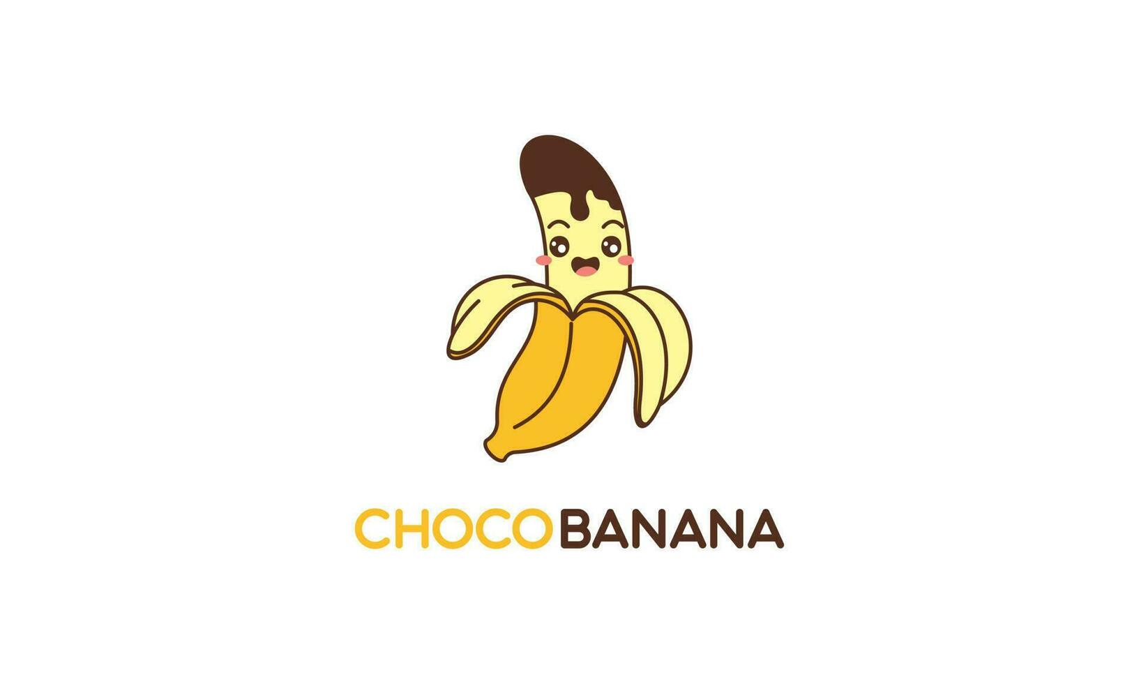 chocolate banana logotipo ilustração com engraçado personagem vetor