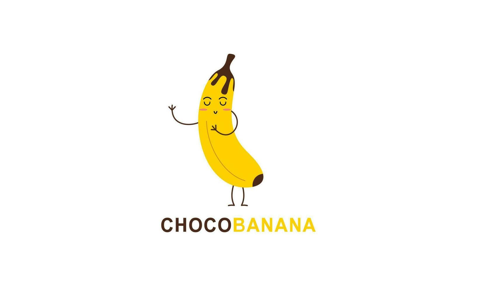 chocolate banana logotipo ilustração com engraçado personagem vetor