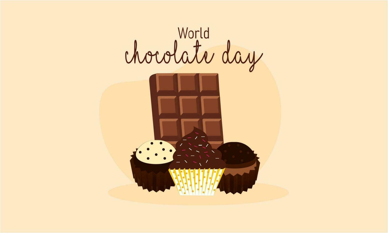 feliz mundo chocolate dia ilustração com chocolate logotipo vetor