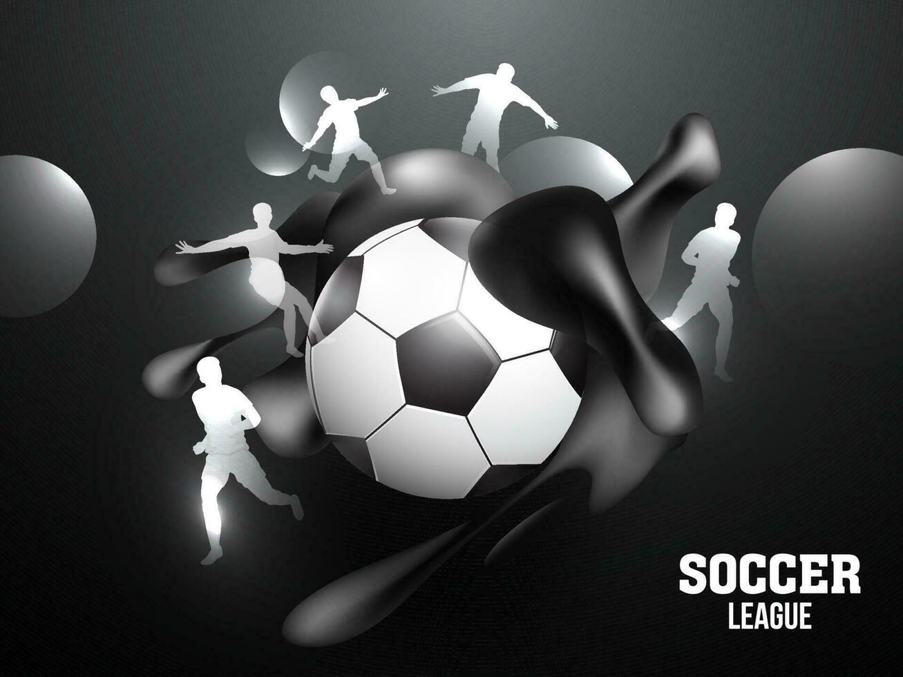 futebol bola decorado com brilhante fluido cor arte em cinzento fundo para futebol liga jogos conceito poster ou bandeira Projeto. vetor