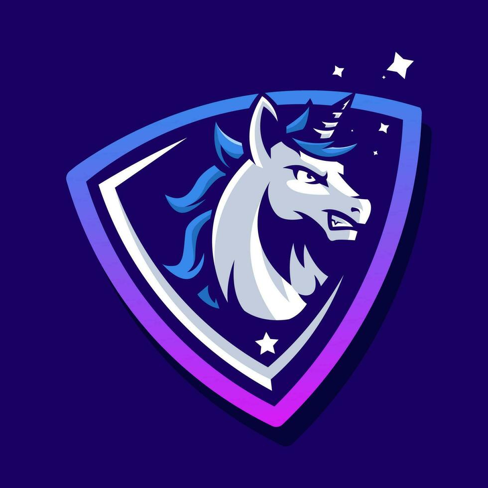 unicórnio esport mascote logotipo Projeto vetor