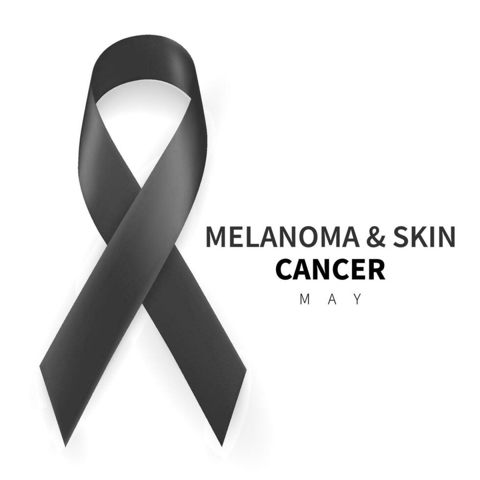 melanoma e pele Câncer consciência mês. realista Preto fita símbolo. médico Projeto. vetor ilustração