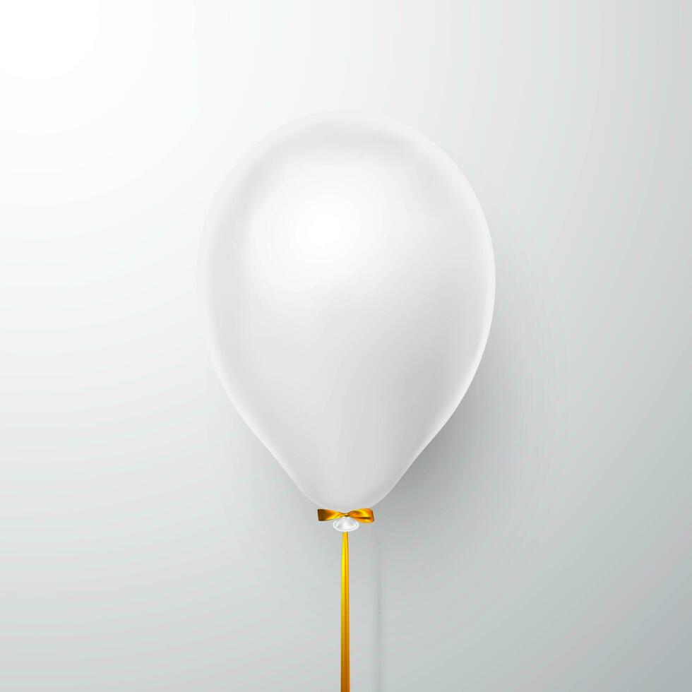 realista branco balão em branco fundo com sombra. brilho hélio balão para casamento, aniversário, festas. festival decoração. vetor ilustração