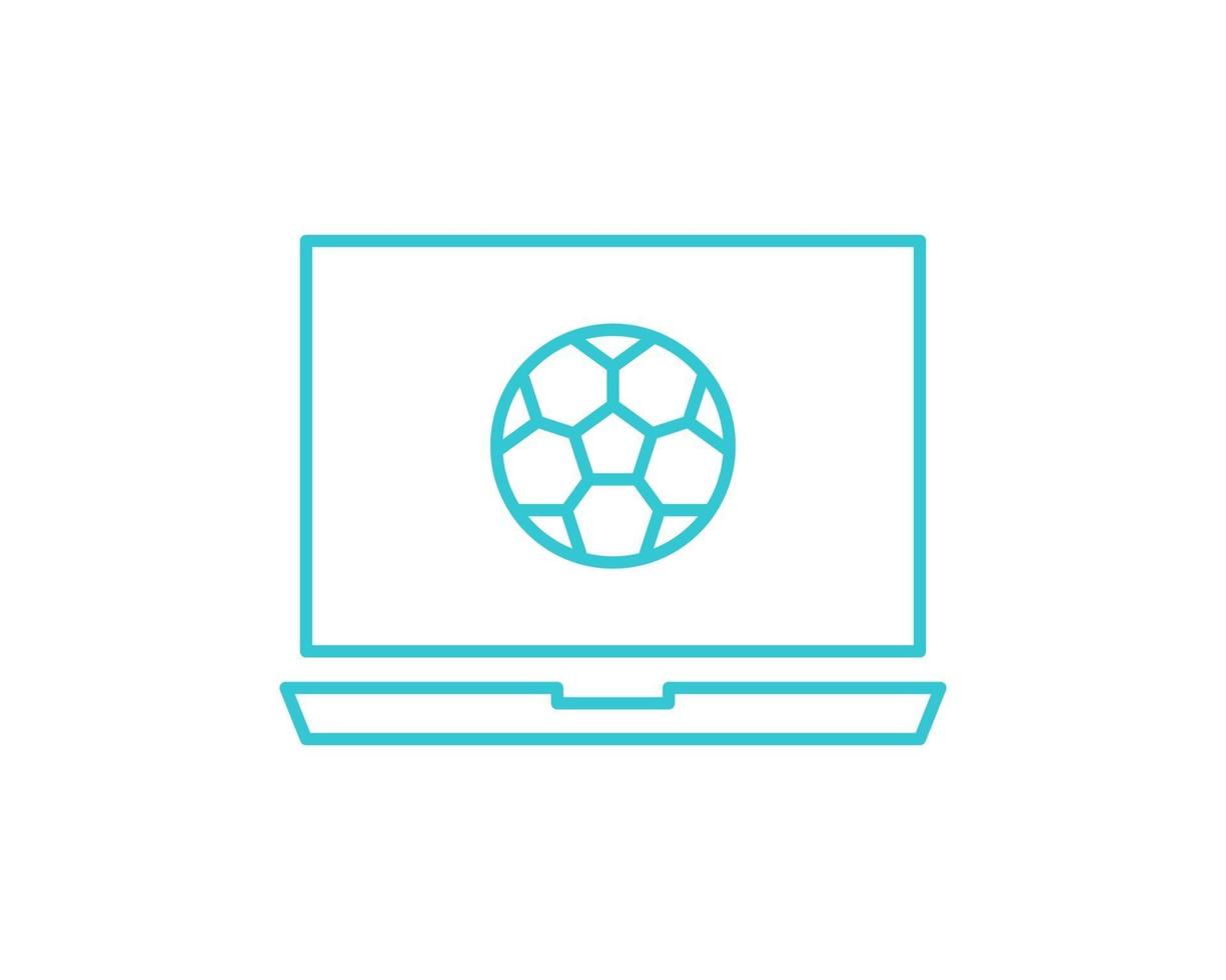 ícone de futebol de computador online. delinear ícone de vetor de futebol de computador online para web design isolado no fundo branco