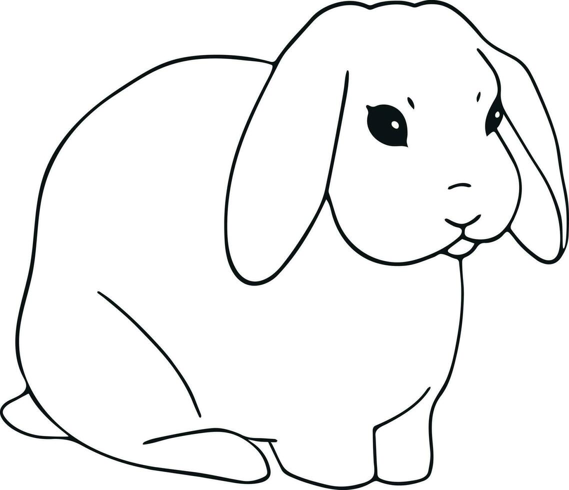 mão desenhado arte do uma sentado Coelho. fofa simples mão desenhado coelhinho. animal esboço isolado em branco vetor