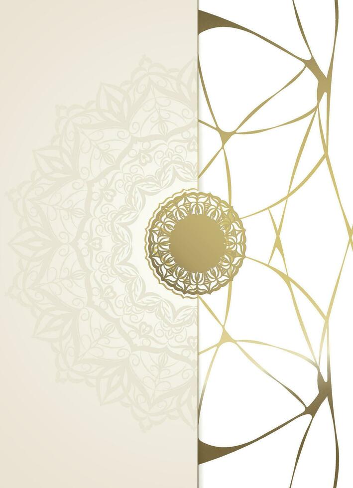 luxo fundo com dourado mandala e dourado rachaduras. dourado kintsugi Projeto para cobrir, convite, folheto, etc. vetor