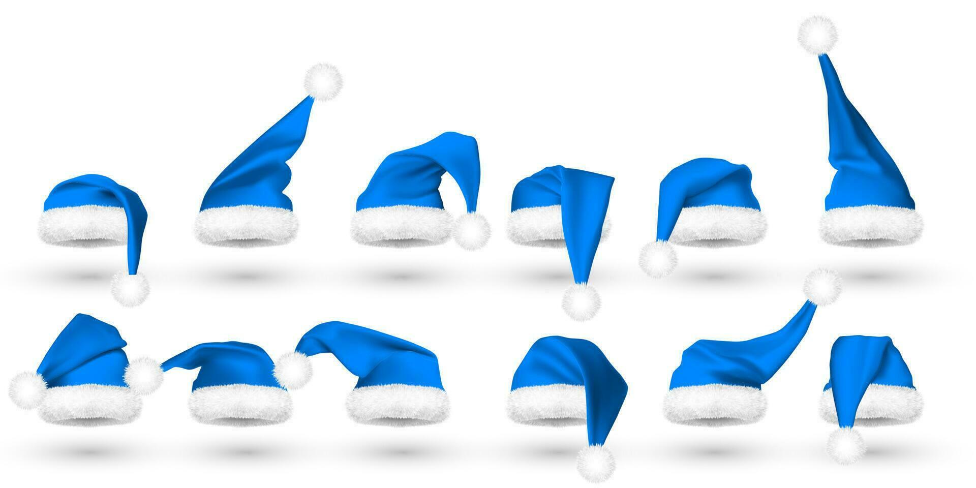 azul santa claus chapéu isolado em branco fundo. gradiente malha santa claus boné com pelagem. vetor ilustração