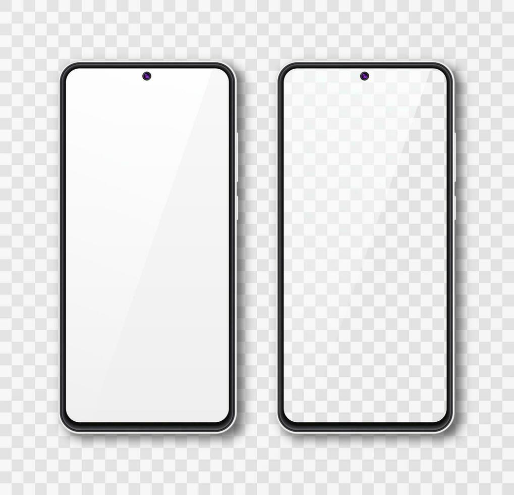 realista Smartphone zombar acima definir. Móvel telefone exibição isolado em branco cinzento fundo. 3d modelo ilustração. vetor ilustração