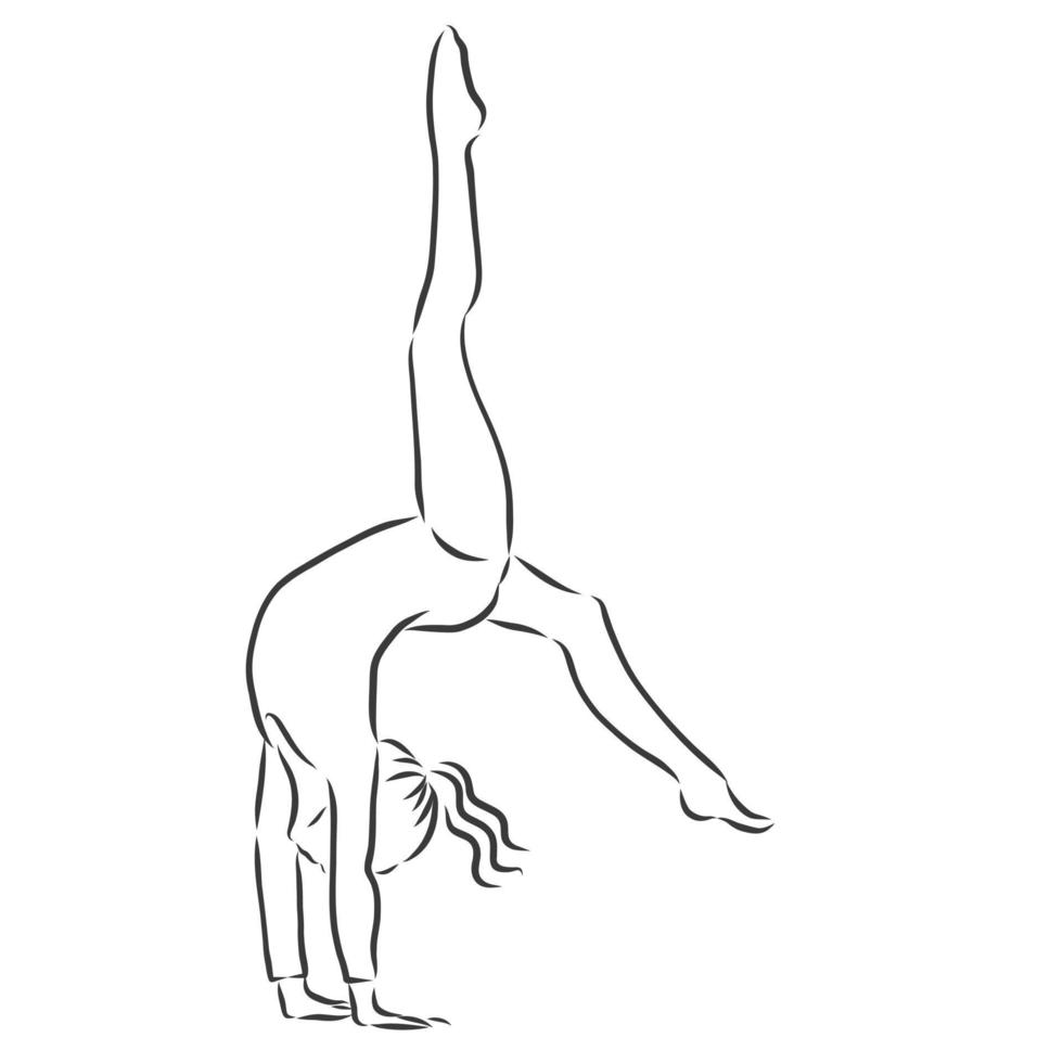 acrobático, equilíbrio, desempenho, conceito de cooperação. mão desenhada acrobatas realizando no esboço do conceito de cena. ilustração vetorial isolada, acrobacia, ilustração vetorial esboço vetor