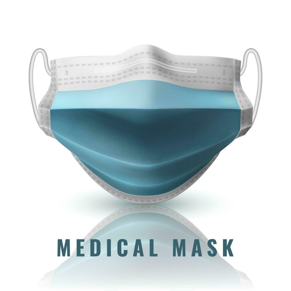 realista médico face mascarar. detalhes 3d médico mascarar. vetor ilustração