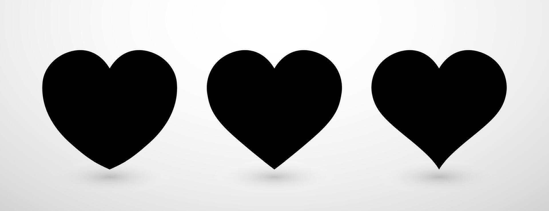 coração coleção plano ícone definir. amor símbolo isolado em cinzento fundo. vetor ilustração