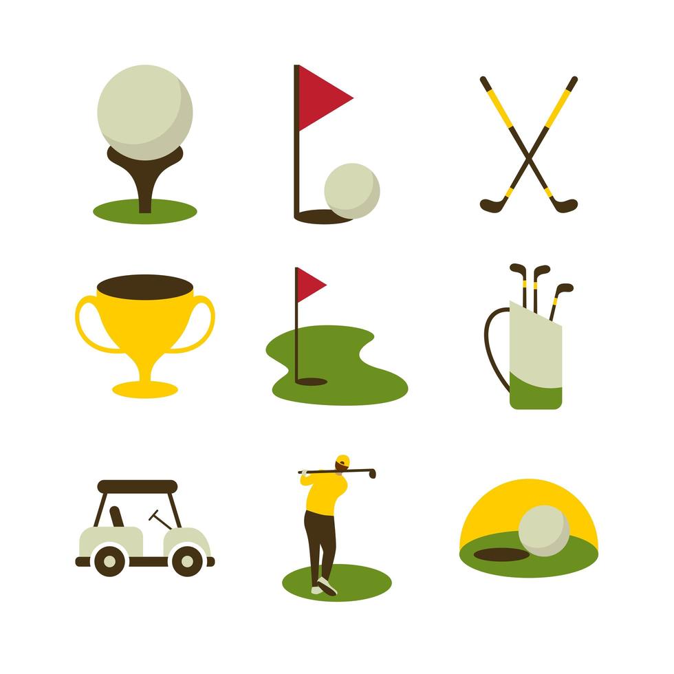 conjunto de ícones de esporte de golfe vetor