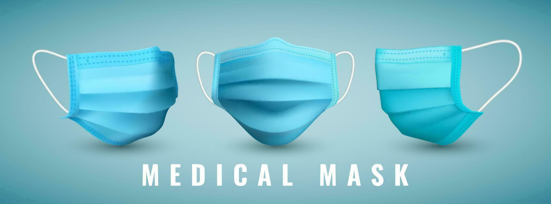 realista médico face mascarar. detalhes 3d médico mascarar. vetor ilustração