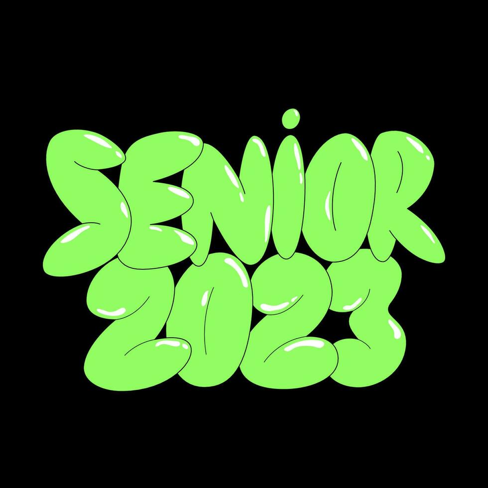 Senior 2023 escrito a mão grafite texto. graduação letras Projeto. vetor tipografia cartão. inchado cartas citar.