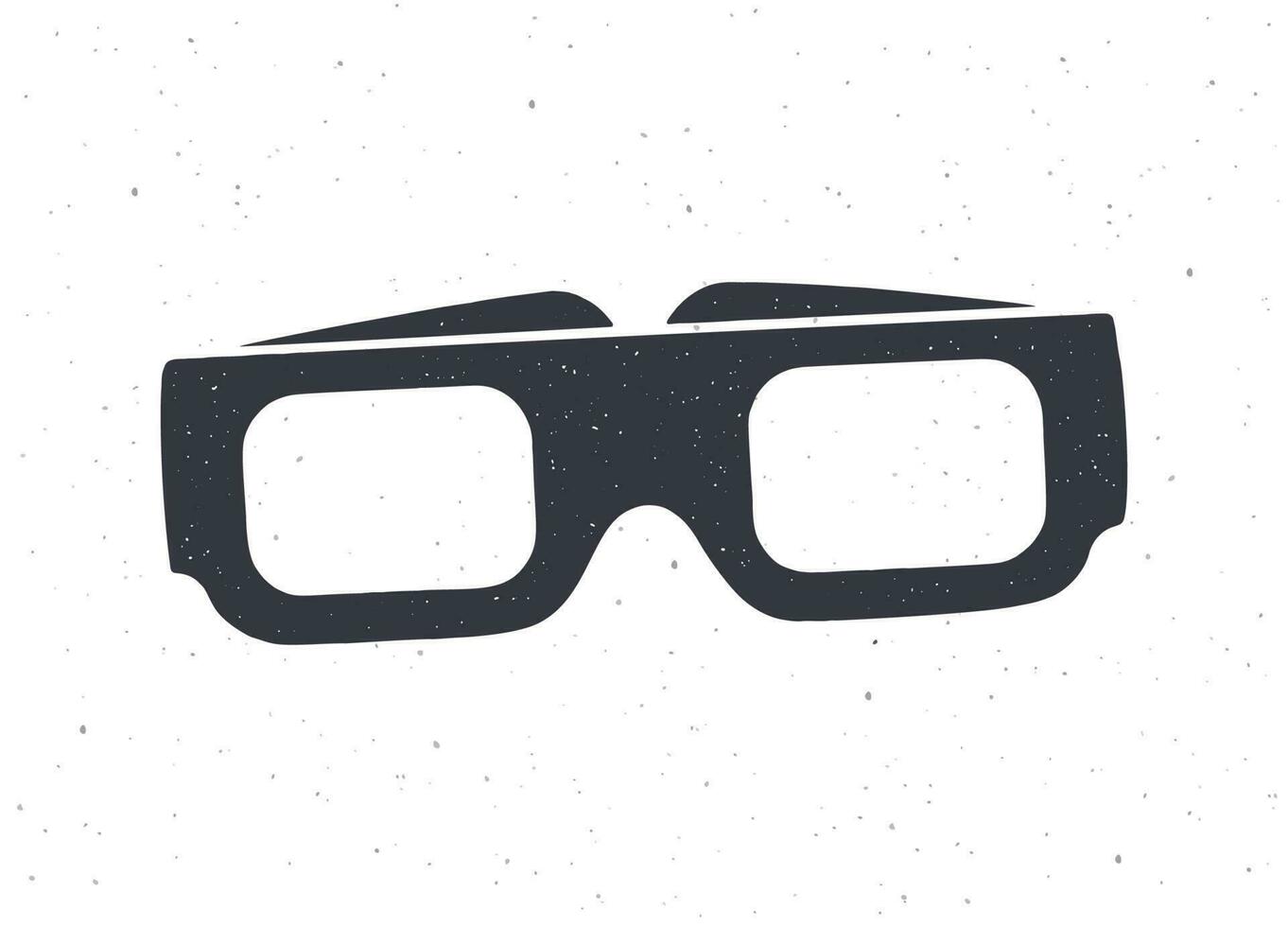 silhueta do papel 3d óculos frente visualizar. vetor ilustração. estéreo retro óculos para tridimensional cinema. símbolo do a filme indústria. isolado branco fundo